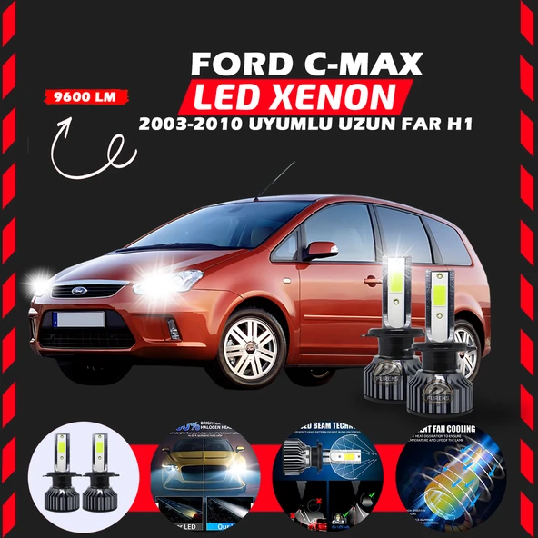 Ford C-MAX 2003-2010 Uzun Far Uyumlu Şimşek Etkili Led Xenon Pro Series H1 ürün görseli 1