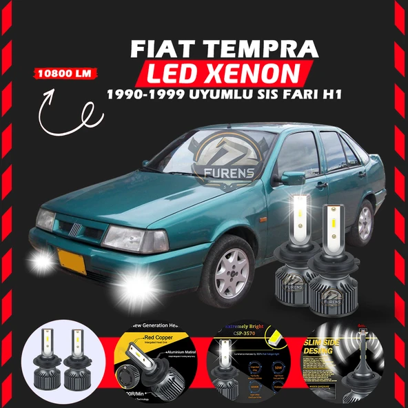 Fiat Tempra Sis Farı Uyumlu Şimşek Etkili Led Xenon Premium Series H1 - Resim 7