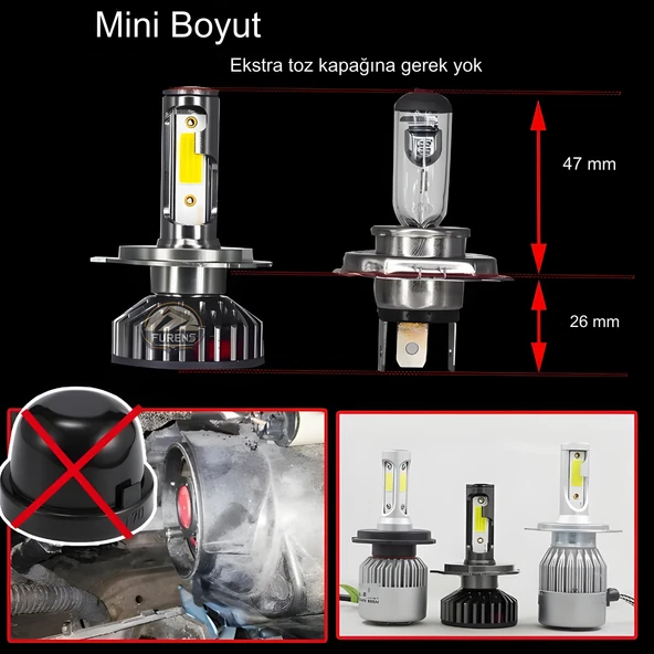 Fiat Tofaş Uzun - Kısa Far Uyumlu Şimşek Etkili Led Xenon Pro Series H4 - 5