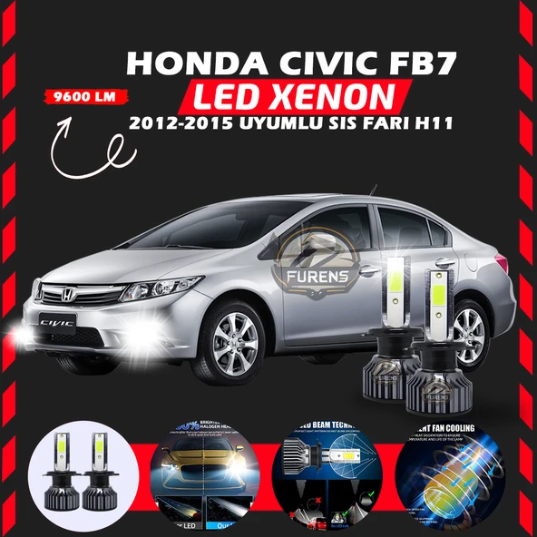 Honda Civic FB7 2012-2015 Sis Fari Uyumlu Şimşek Etkili Led Xenon Pro Series H11 ürün görseli 1