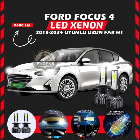 Ford Focus 4 2018-2024 Uzun Far Uyumlu Şimşek Etkili Led Xenon Pro Series H1 ürün görseli 1