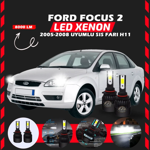 Ford Focus 2 2005-2008 Sis Farı Uyumlu Şimşek Etkili Led Xenon Light Series H11 - Resim 6
