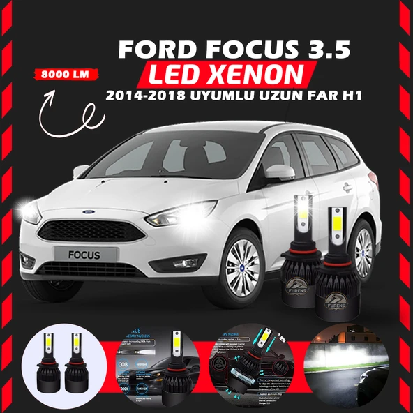 Ford Focus 3.5 2014-2018 Uzun Far Uyumlu Şimşek Etkili Led Xenon Light Series H1 - Resim 6
