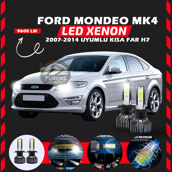 Ford Mondeo MK4 2007-2014 Kısa Far Uyumlu Şimşek Etkili Led Xenon Pro Series H7 - Resim 7