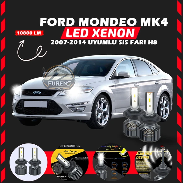 Ford Mondeo MK4 2007-2014 Sis Farı Uyumlu Şimşek Etkili Led Xenon Premium Series H8