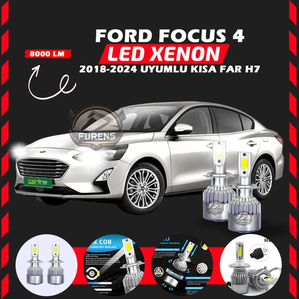 Ford Focus 4 2018-2024 Kısa Far Uyumlu Şimşek Etkili Led Xenon Performance Series H7