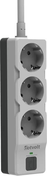 Dotvolt Üçlü 1.5 Metre Kablolu Akım Korumalı Priz Beyaz Anahtarlı Surge Hunter 1050 Joule
