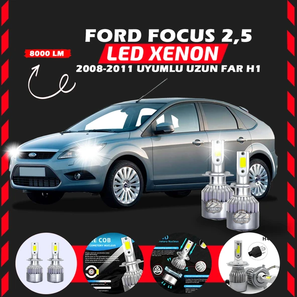 Ford Focus 2.5 2008-2011 Uzun Far Uyumlu Şimşek Etkili Led Xenon Performance Series H1