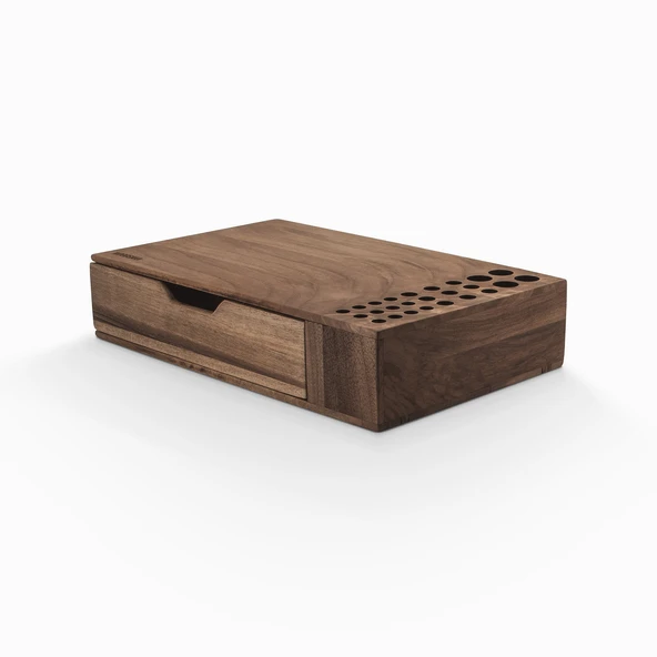 Woodsaka Reka Çekmeceli Kalemlik Organizer - Ceviz Ağacından - 2