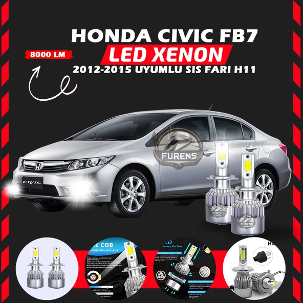 Honda Civic FB7 2012-2015 Sis Fari Uyumlu Şimşek Etkili Led Xenon Performance Series H11 ürün görseli 1