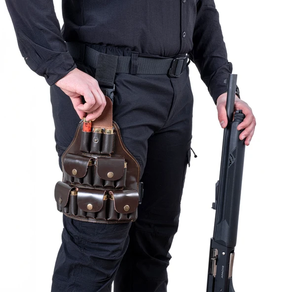 Deri Bacak Fişekliği - Savage - Kahve - 18'li - 3