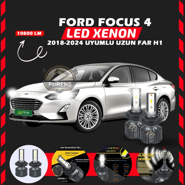 Ford Focus 4 2018-2024 Uzun Far Uyumlu Şimşek Etkili Led Xenon Premium Series H1 ürün görseli 1