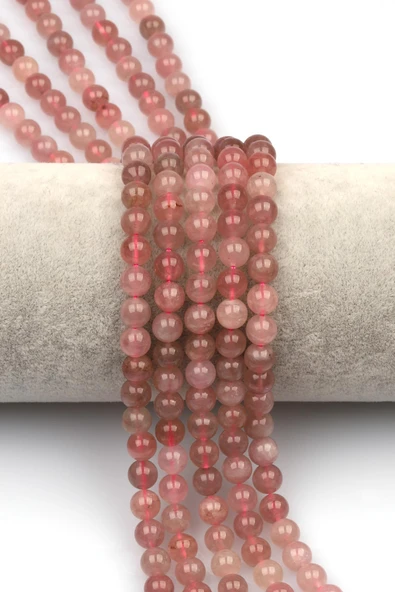 Madagaskar Pembe Kuvars Doğaltaş Dizi 6 mm Küre Kesim ürün görseli