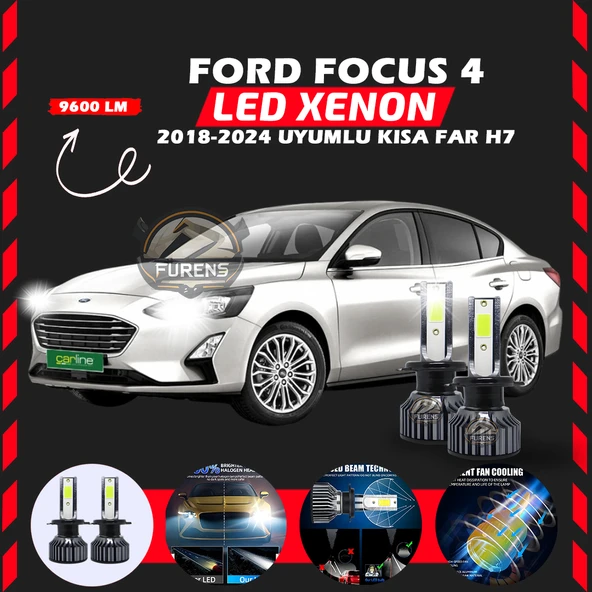 Ford Focus 4 2018-2024 Kısa Far Uyumlu Şimşek Etkili Led Xenon Pro Series H7