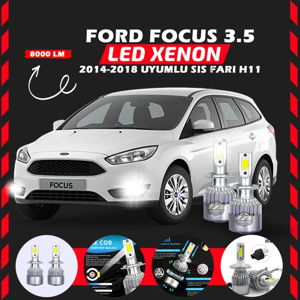 Ford Focus 3.5 2014-2018 Sis Farı Uyumlu Şimşek Etkili Led Xenon Performance Series H11