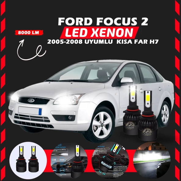 Ford Focus 2 2005-2008 Kısa Far Uyumlu Şimşek Etkili Led Xenon Light Series H7 - Resim 6
