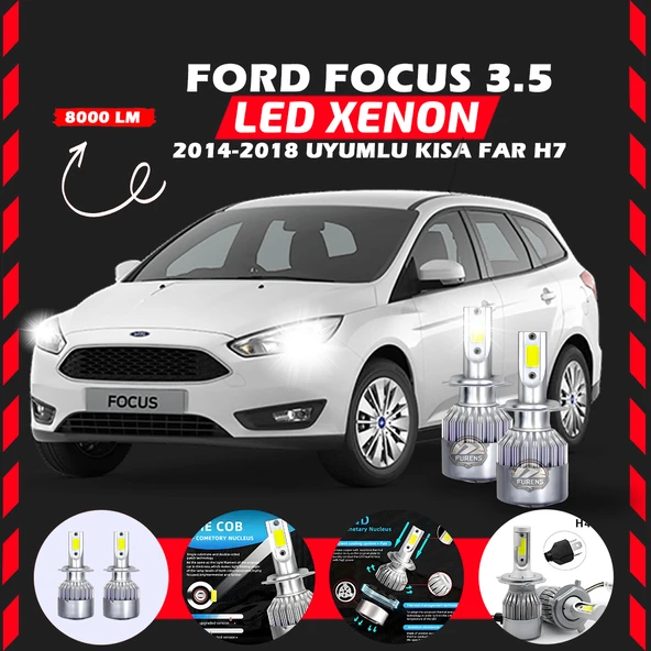 Ford Focus 3.5 2014-2018 Kısa Far Uyumlu Şimşek Etkili Led Xenon Performance Series H7 - Resim 6