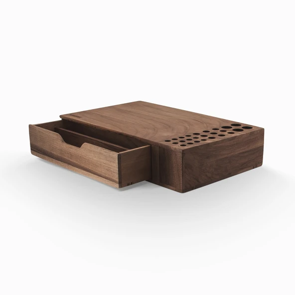 Woodsaka Reka Çekmeceli Kalemlik Organizer - Ceviz Ağacından - 3