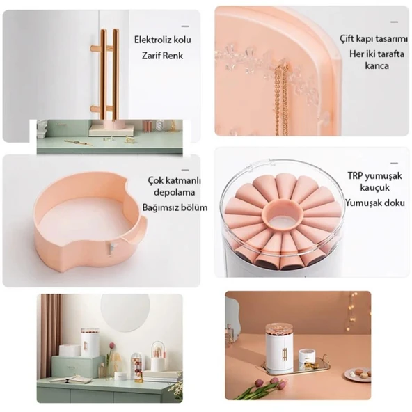 Coofbe Masaüstü Takı Kolye Küpe Mücevher Organizeri Düzenleyici Saklama Dolabı Takı Düzenleyici Organizeri - 3