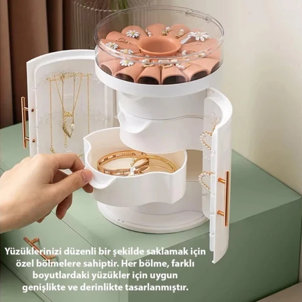Coofbe Masaüstü Takı Kolye Küpe Mücevher Organizeri Düzenleyici Saklama Dolabı Takı Düzenleyici Organizeri - 4