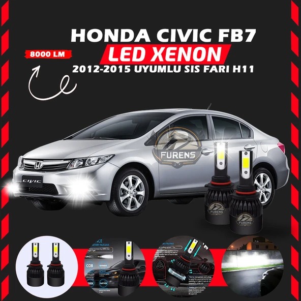 Honda Civic FB7 2012-2015 Sis Fari Uyumlu Şimşek Etkili Led Xenon Light Series H11 - Resim 6