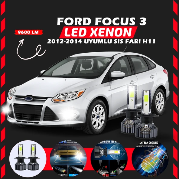 Ford Focus 3 2012-2014 Sis Farı Uyumlu Şimşek Etkili Led Xenon Pro Series H11