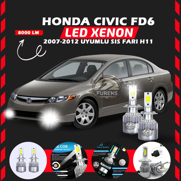 Honda Civic FD6 2007-2012 Sis Farı Uyumlu Şimşek Etkili Led Xenon Performance Series H11 ürün görseli 1
