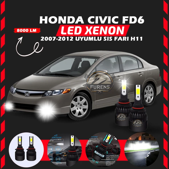 Honda Civic FD6 2007-2012 Sis Farı Uyumlu Şimşek Etkili Led Xenon Light Series H11 - Resim 6