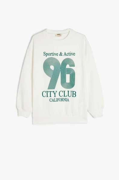 Koton Kız Çocuk Kolej Baskılı Uzun Kollu Bisiklet Yaka Sweatshirt