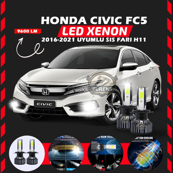 Honda Civic FC5 2016-2021 Sis Farı Uyumlu Şimşek Etkili Led Xenon Pro Series H11 - Resim 7