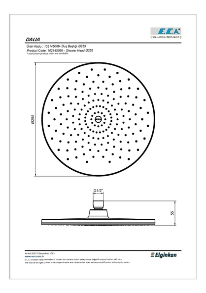 Eca Dalia Tepe Duş Başlığı (Ø 255 mm) 102145066 - 2