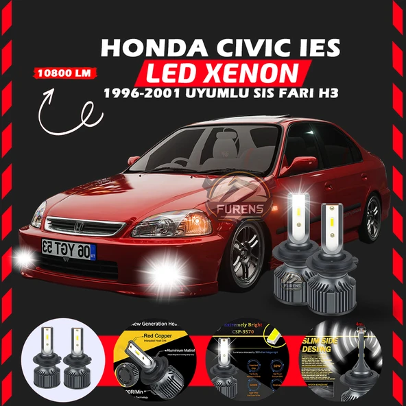 Honda Civic İES 1996-2001 Sis Farı Uyumlu Şimşek Etkili Led Xenon Premium Series H3 - Resim 7