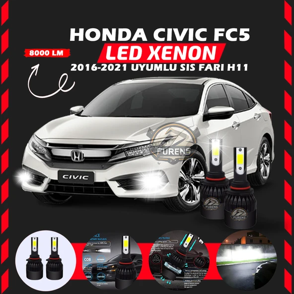 Honda Civic FC5 2016-2021 Sis Farı Uyumlu Şimşek Etkili Led Xenon Light Series H11 ürün görseli 1
