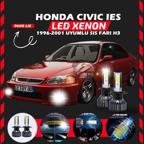 Honda Civic İES 1996-2001 Sis Farı Uyumlu Şimşek Etkili Led Xenon Pro Series H3