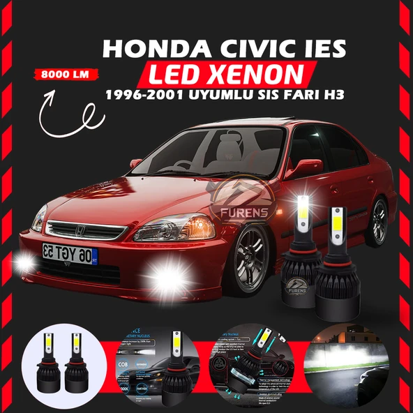 Honda Civic İES 1996-2001 Sis Farı Uyumlu Şimşek Etkili Led Xenon Light Series H3