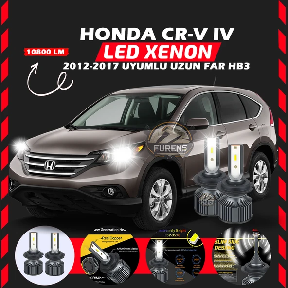 Honda CR-V 2012-2017 Uzun Far Uyumlu Şimşek Etkili Led Xenon Premium Series HB3 - 7