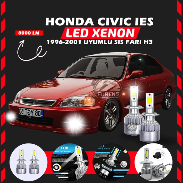 Honda Civic İES 1996-2001 Sis Farı Uyumlu Şimşek Etkili Led Xenon Performance Series H3 ürün görseli 1