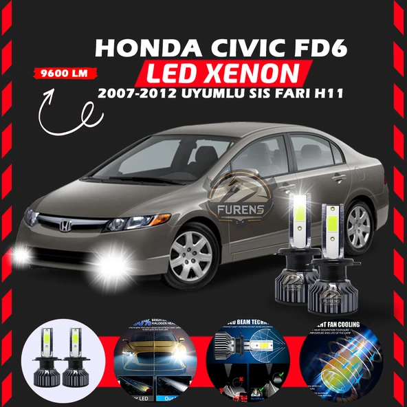 Honda Civic FD6 2007-2012 Sis Farı Uyumlu Şimşek Etkili Led Xenon Pro Series H11