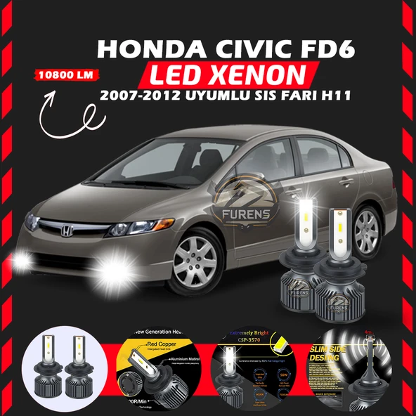 Honda Civic FD6 2007-2012 Sis Farı Uyumlu Şimşek Etkili Led Xenon Premium Series H11 ürün görseli 1