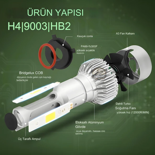 Hyundai Accent Yumurta Kasa Uyumlu Şimşek Etkili Led Xenon Performance Series H4 - 11