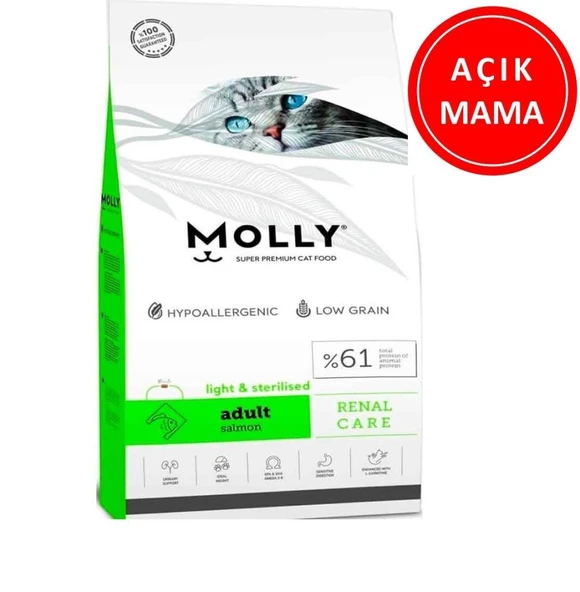 Molly Kısırlaştırılmış Kedi Maması Sterilised Somonlu 1 Kg AÇIK
