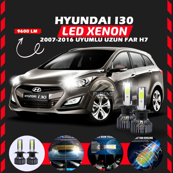 Hyundai İ30 2007-2016 Uzun Far Uyumlu Şimşek Etkili Led Xenon Pro Series H7 - Resim 7