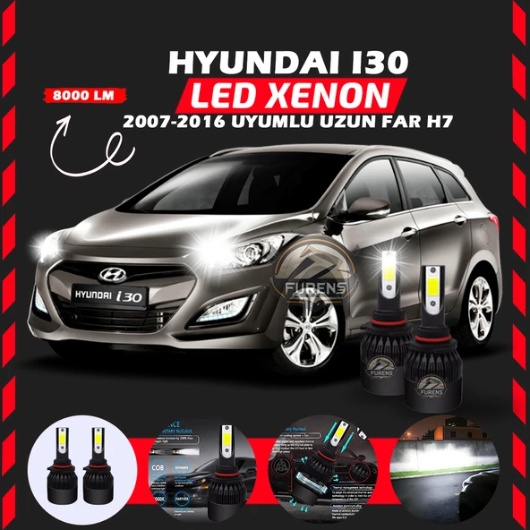 Hyundai İ30 2007-2016 Uzun Far Uyumlu Şimşek Etkili Led Xenon Light Series H7