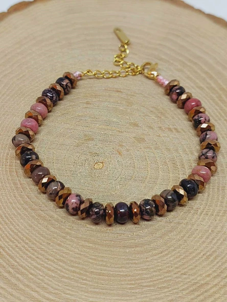 Rodonit Taşı Tasarım Bileklik (55924) - Resim 4