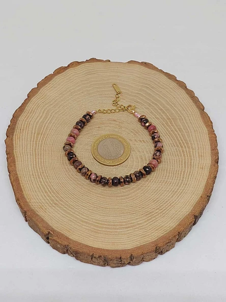 Rodonit Taşı Tasarım Bileklik (55924) - Resim 5