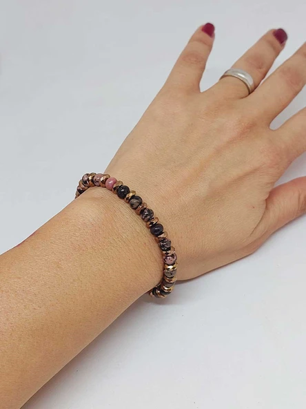 Rodonit Taşı Tasarım Bileklik (55924) - Resim 3