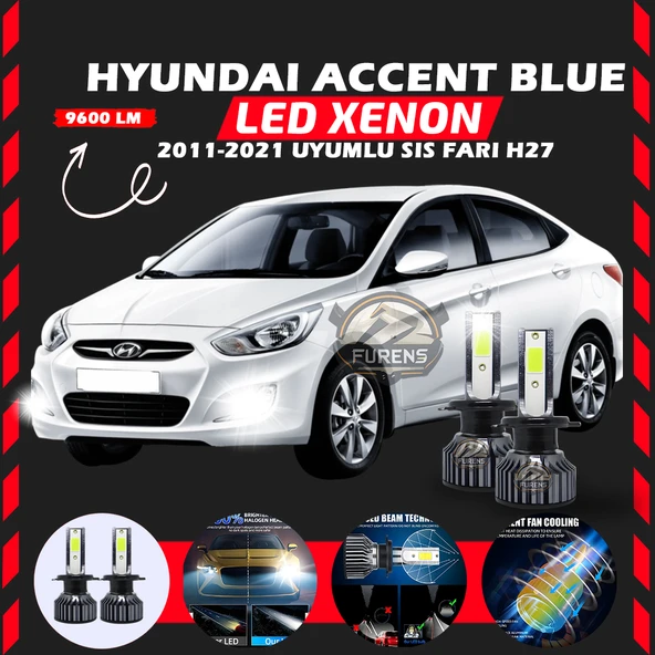 Hyundai Accent Blue 2011-2021 Sis Farı Uyumlu Şimşek Etkili Led Xenon Pro Series H27 - Resim 7