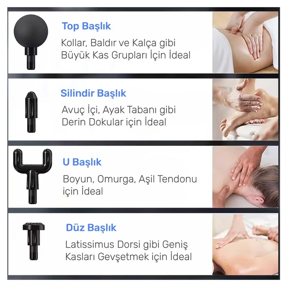 NPO NMJ17 4 Masaj Başlıklı 6 Seviyeli 3800RPM Titreşimli Type-C Şarjlı Taşınabilir Profesyonel Mini Masaj Tabancası - 5