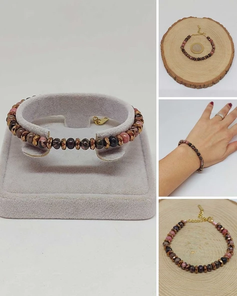 Rodonit Taşı Tasarım Bileklik (55924) ürün görseli