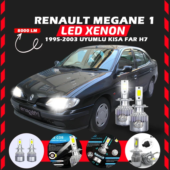 Renault Megane 1 1995-2003 Kısa Far Uyumlu Şimşek Etkili Led Xenon Performance Series H7 ürün görseli 1